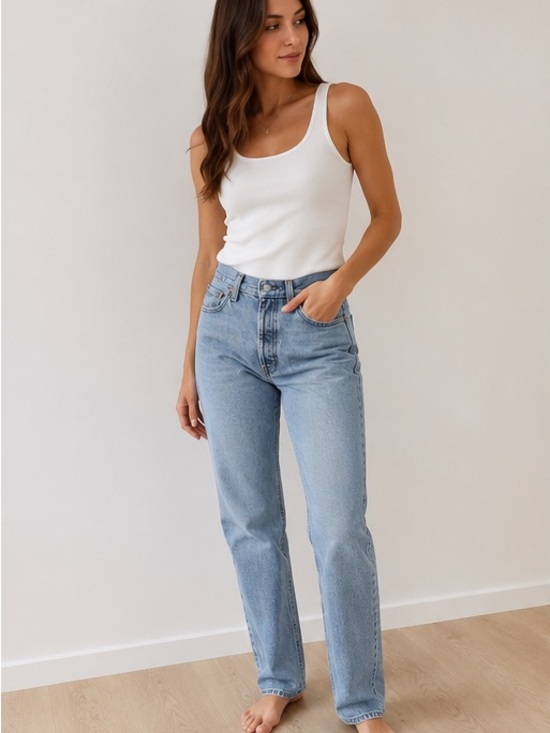 Levi's Denim - Levi’s 501 - 1993 Classic High-Rise Straight Leg Jeans - Light Blue-  vintage